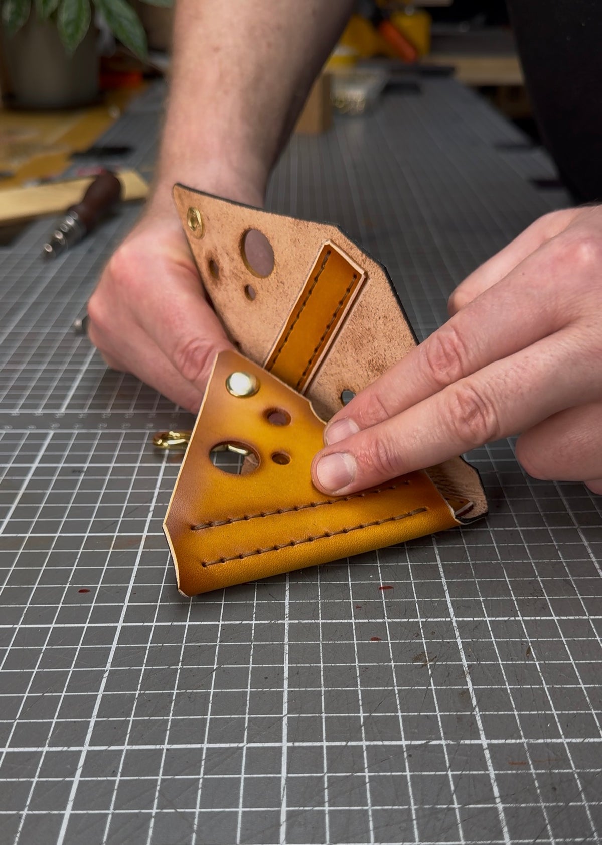 Leather Cheese Keychain Pouch | Coin Bag
