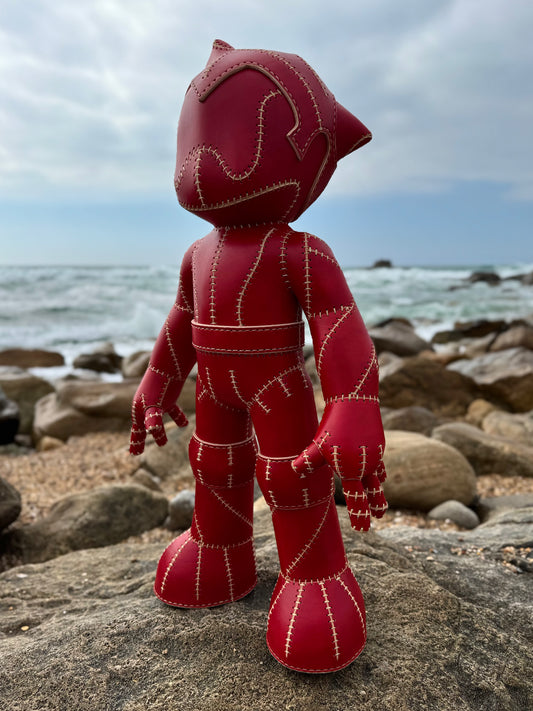 Handmade Red Leather Sculpture| Stitched Leather Art Character