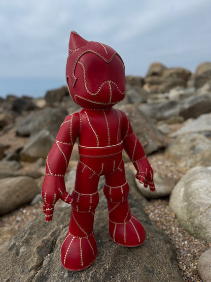 Handmade Red Leather Sculpture| Stitched Leather Art Character