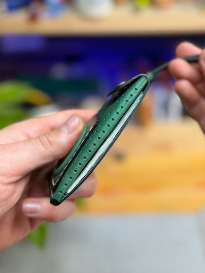 Green Leather Cardholder Coin  with Luck embossing