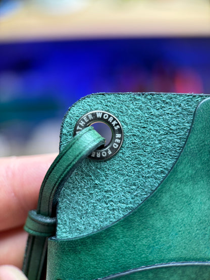 Green Leather Cardholder Coin  with Luck embossing