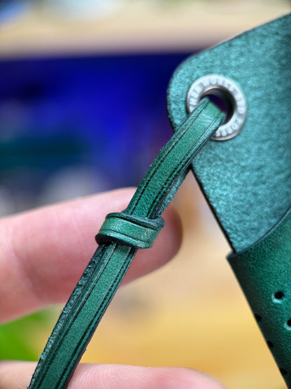 Green Leather Cardholder Coin  with Luck embossing
