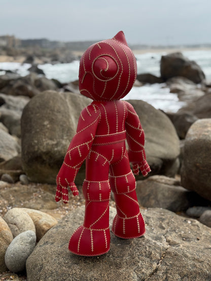 Handmade Red Leather Sculpture| Stitched Leather Art Character