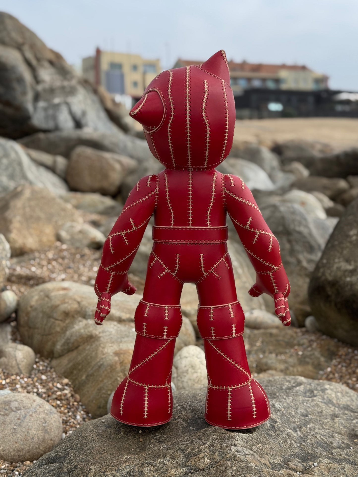 Handmade Red Leather Sculpture| Stitched Leather Art Character