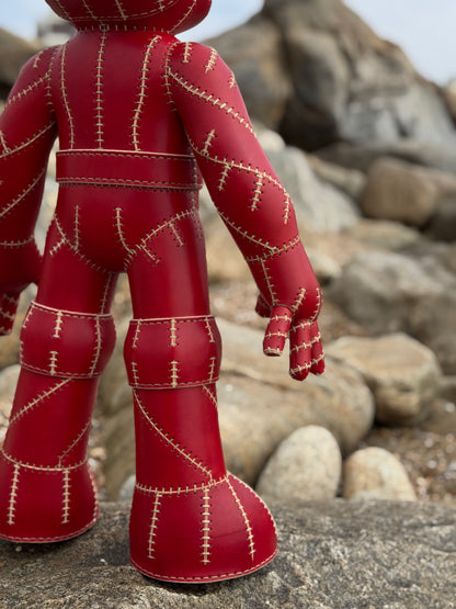 Handmade Red Leather Sculpture| Stitched Leather Art Character
