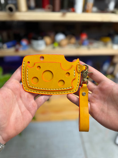 Yellow Leather Cardholder  Cheese-Shaped