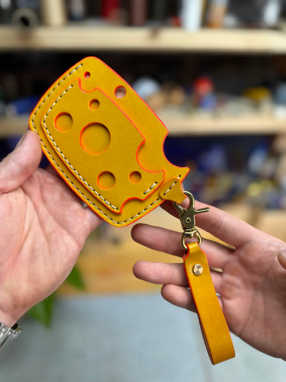 Yellow Leather Cardholder  Cheese-Shaped