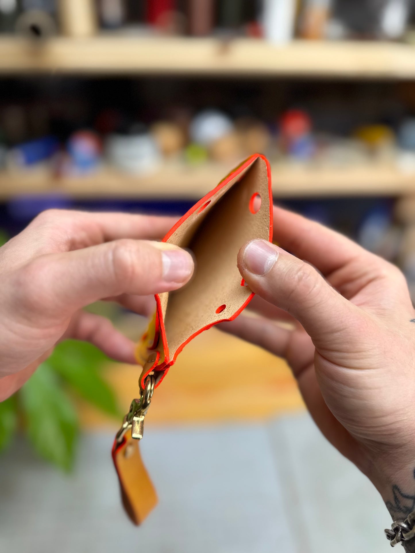 Yellow Leather Cardholder  Cheese-Shaped