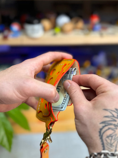 Yellow Leather Cardholder  Cheese-Shaped