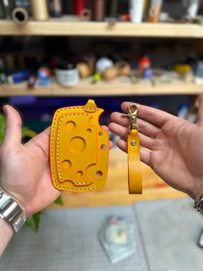 Yellow Leather Cardholder  Cheese-Shaped