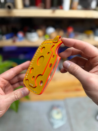 Yellow Leather Cardholder  Cheese-Shaped