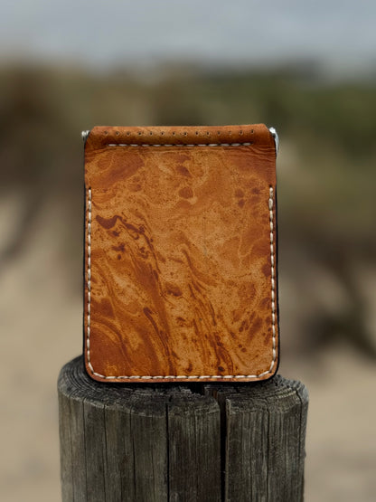 One of One Handmade Leather Money Clip | Hand-Dyed Unique Piece