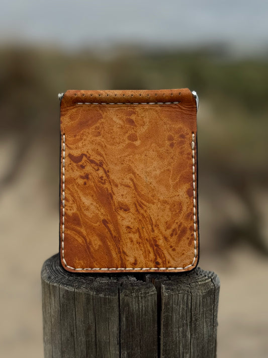 One of One Handmade Leather Money Clip | Hand-Dyed Unique Piece