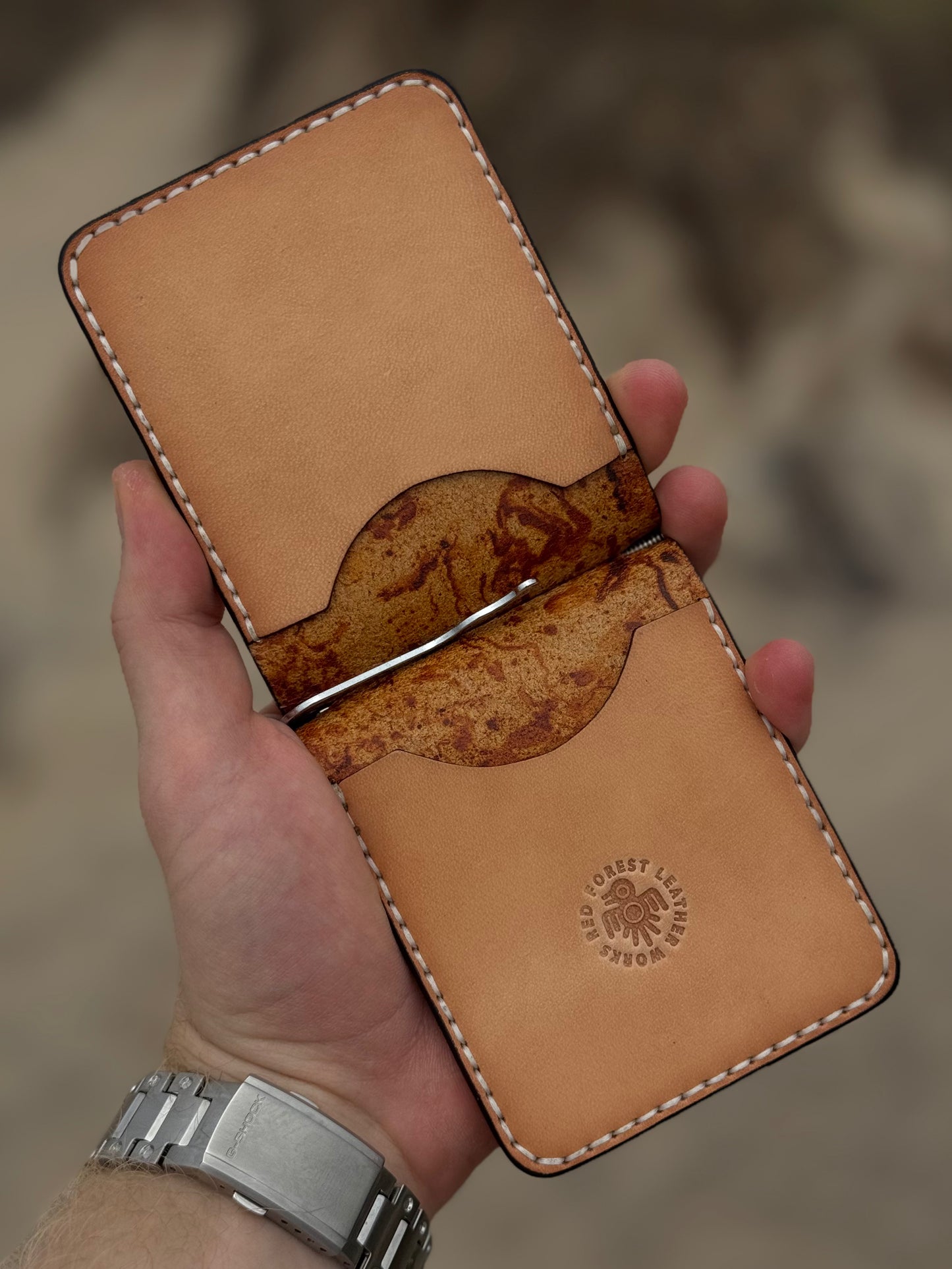 One of One Handmade Leather Money Clip | Hand-Dyed Unique Piece