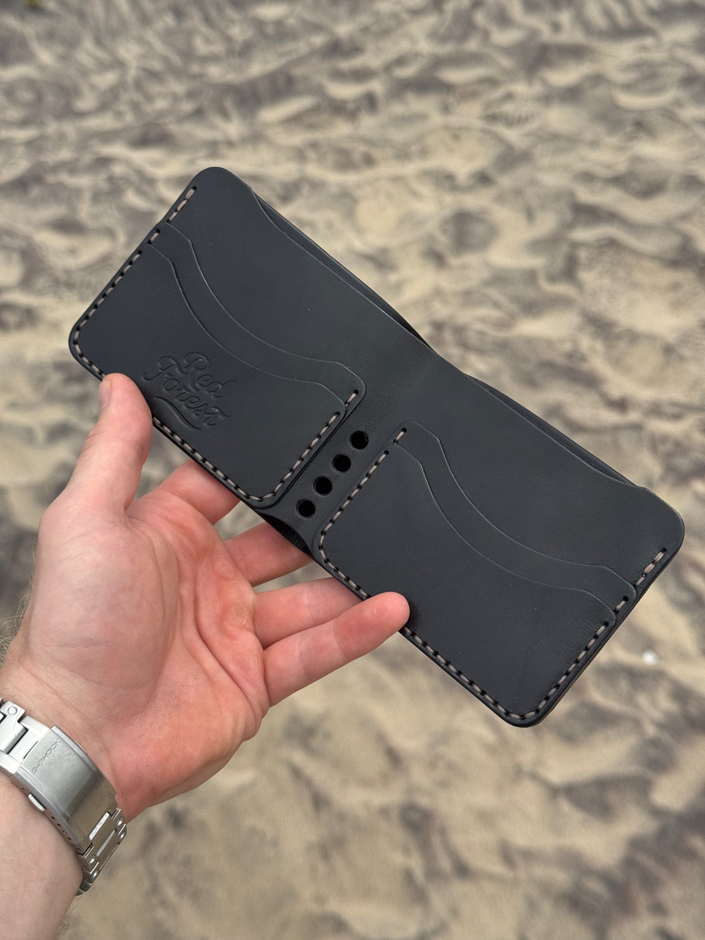 Gray Handmade Ostrich Leather Wallet | Exotic Leather