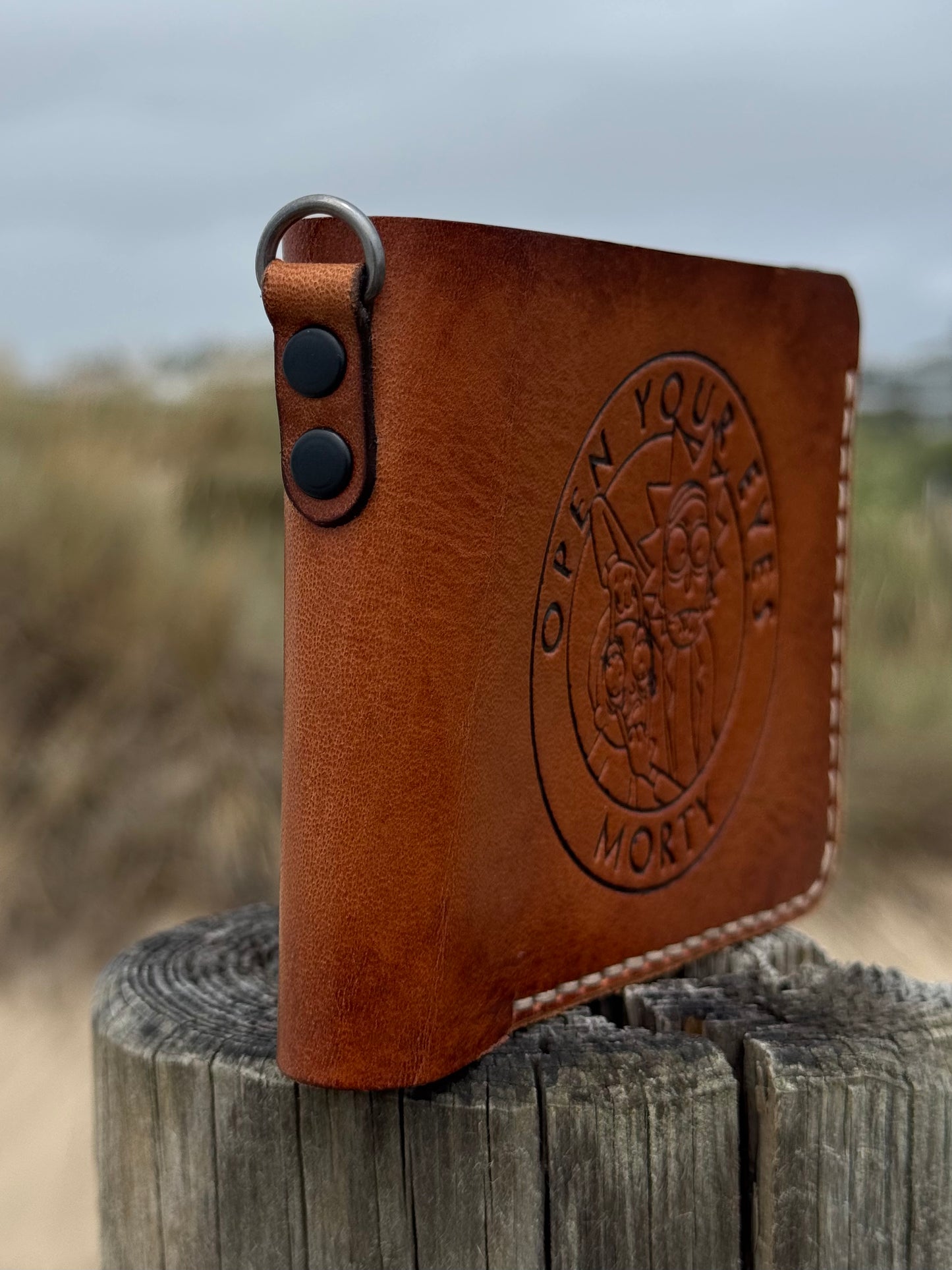 Handmade Leather Wallet with  Embossing Rick and Morty