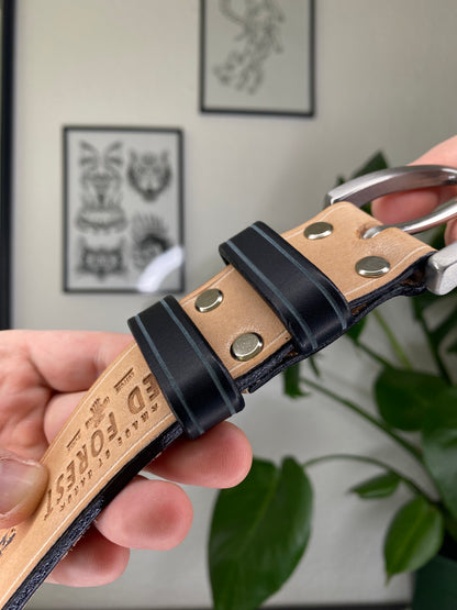 Beige Leather Belt with Chain Embossing