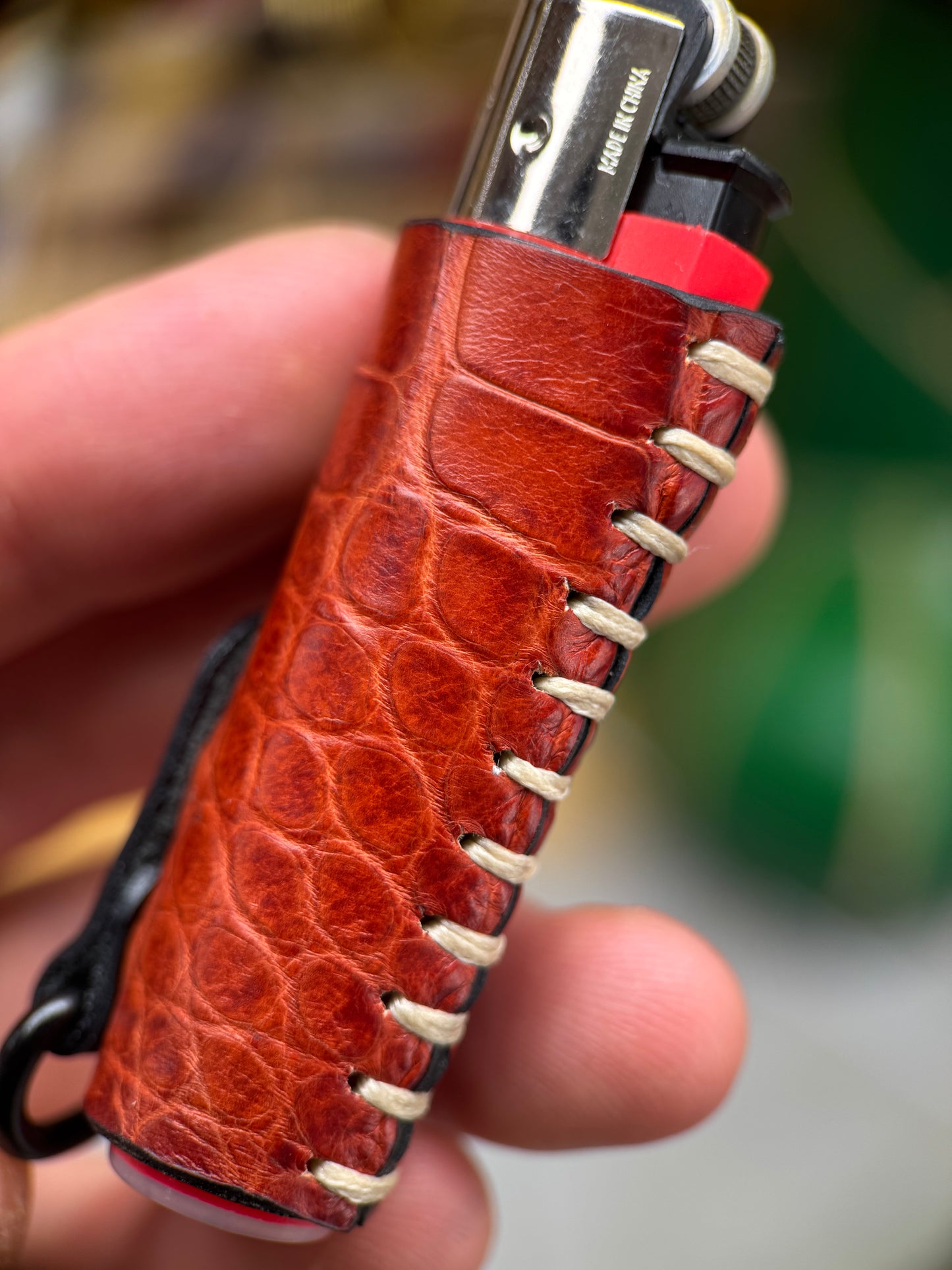 Crocodile Leather Clipper Lighter Case