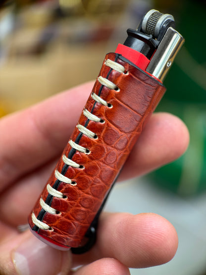 Crocodile Leather Clipper Lighter Case