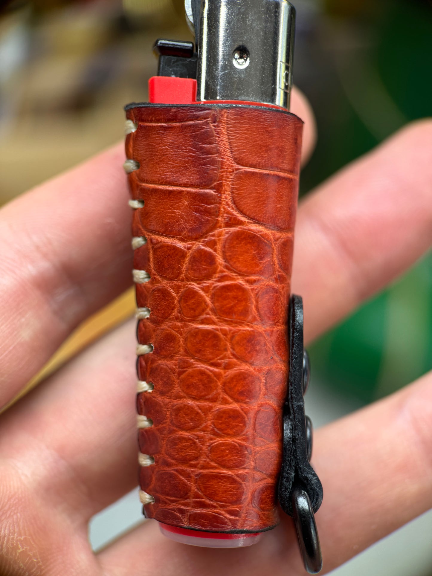 Crocodile Leather Clipper Lighter Case