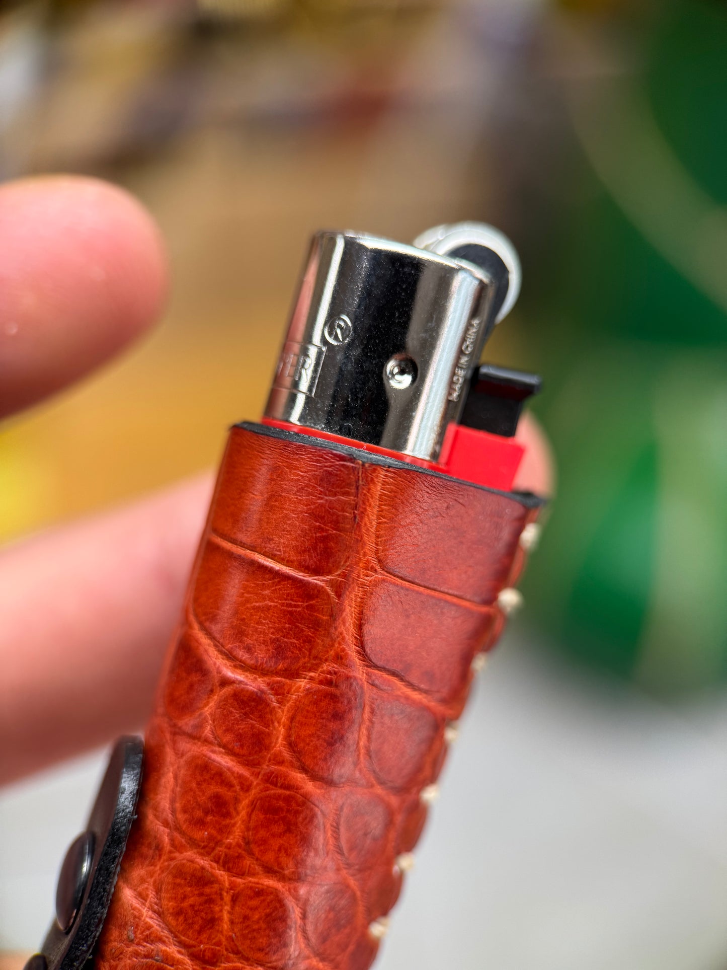 Crocodile Leather Clipper Lighter Case