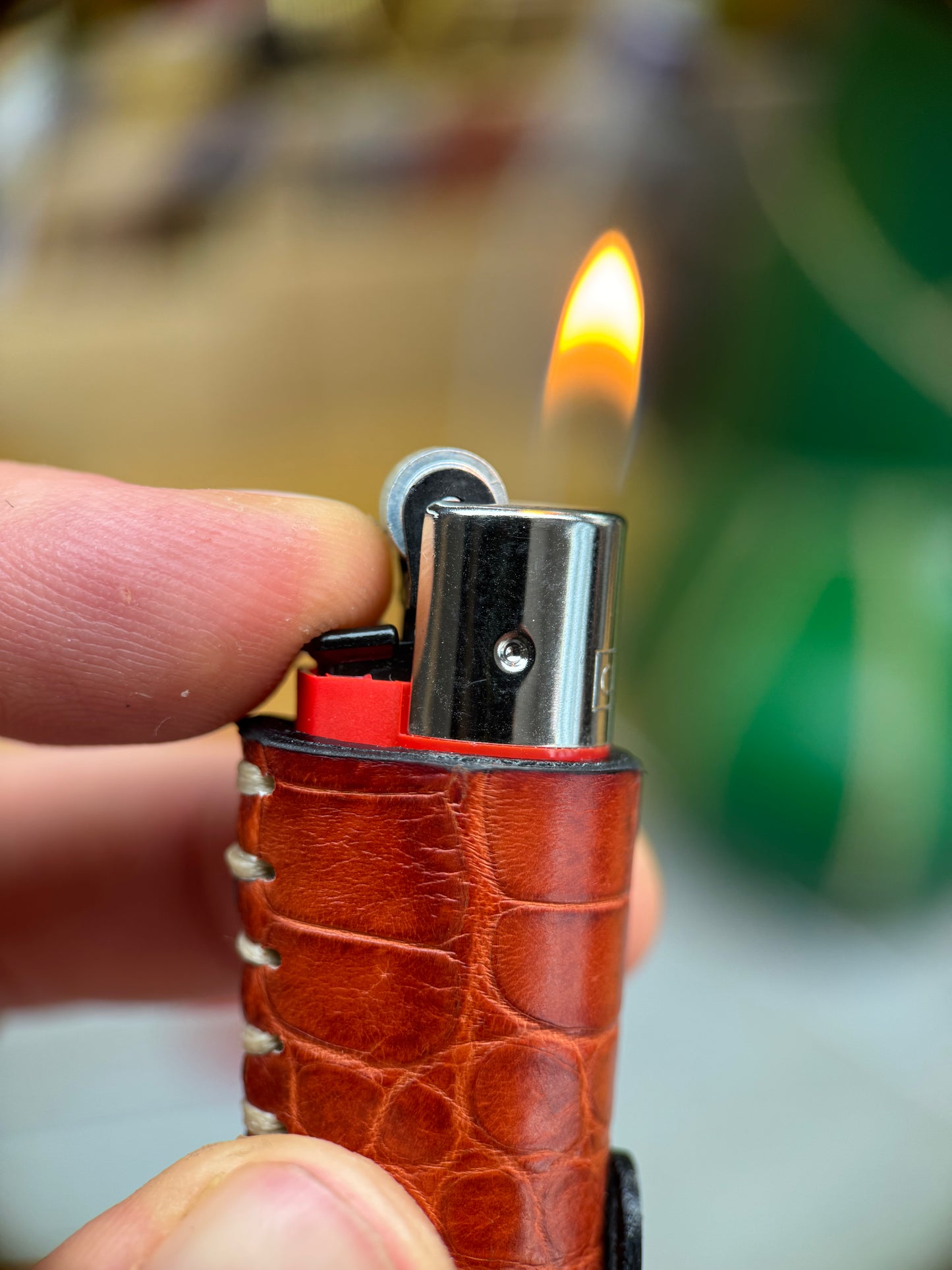 Crocodile Leather Clipper Lighter Case