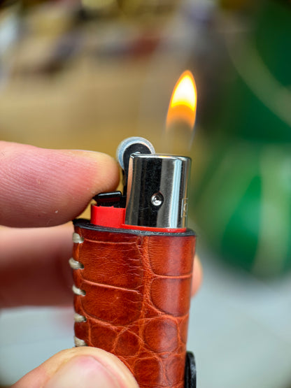 Crocodile Leather Clipper Lighter Case