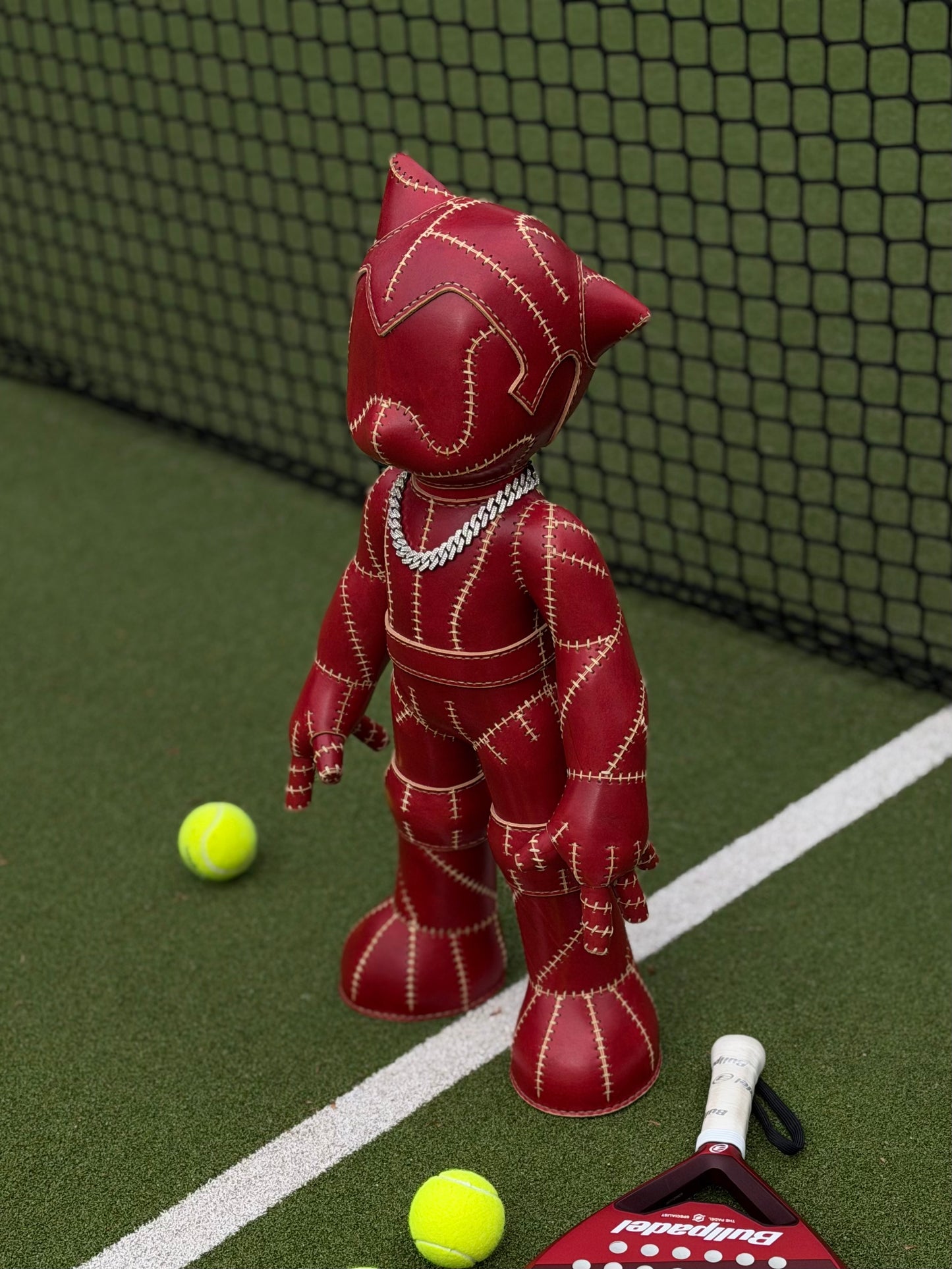 Handmade Red Leather Sculpture| Stitched Leather Art Character