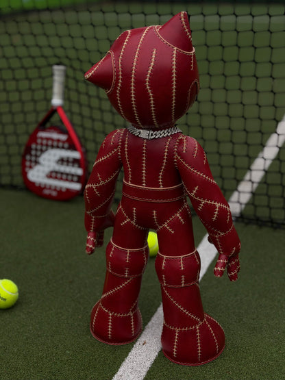 Handmade Red Leather Sculpture| Stitched Leather Art Character