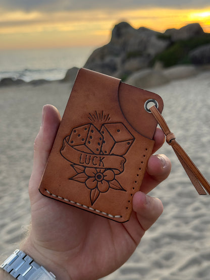 Cotto Leather Cardholder Coin  with Luck embossing