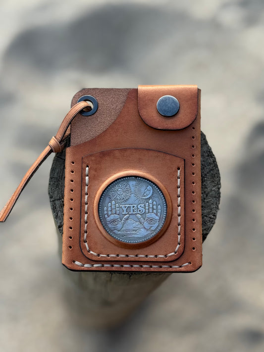 Cotto Leather Cardholder Coin  with Skeleton embossing
