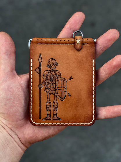 Handmade Leather Wallet with Skeleton Embossing | Slim Bifold Card Wallet