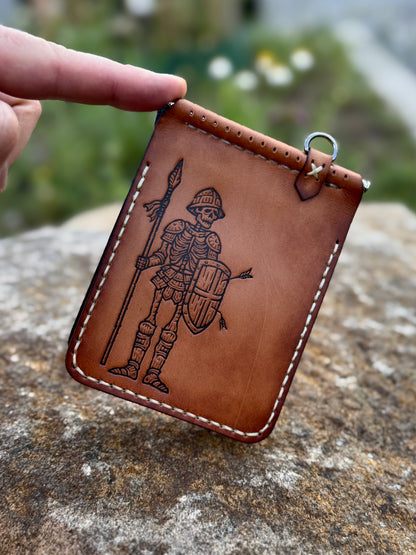Handmade Leather Wallet with Skeleton Embossing | Slim Bifold Card Wallet