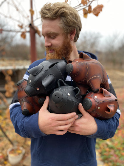 Leather Piggy Coin Bank | Handmade leather Piggy Bank