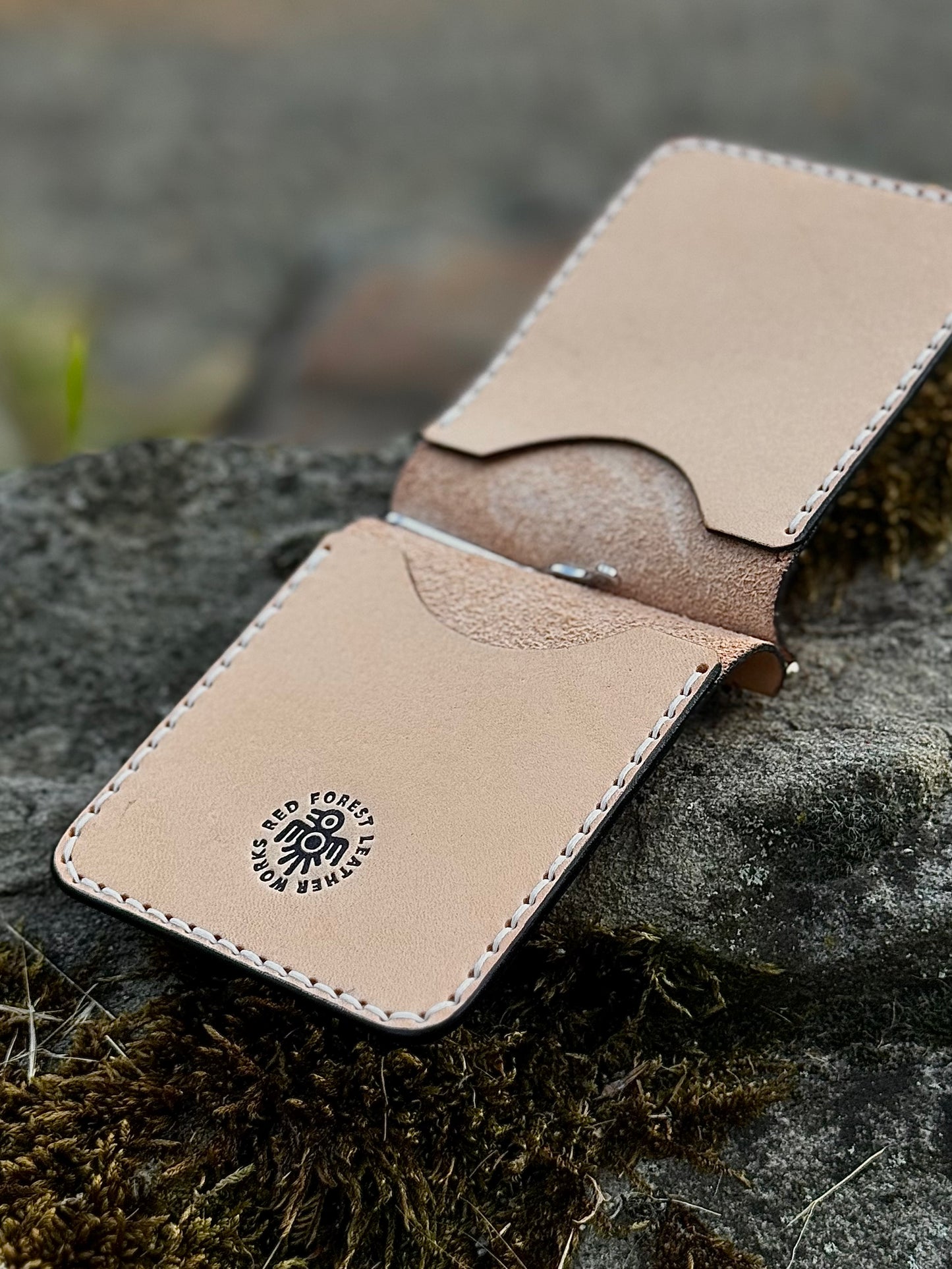 Small leather Money Clip with Ship Emossing