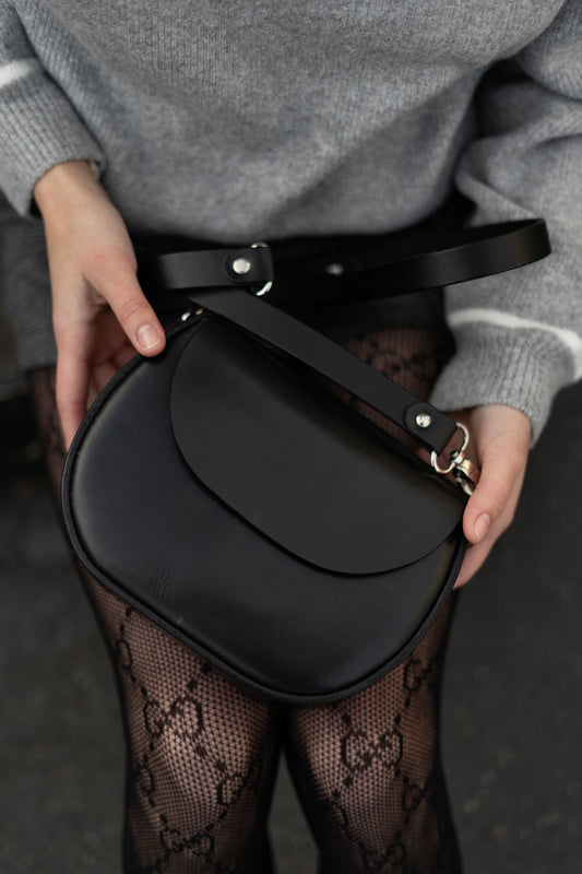 Black Leather Crossbody Bag