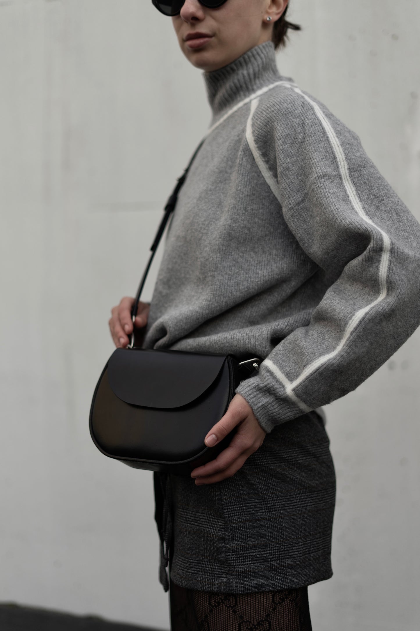 Black Leather Crossbody Bag