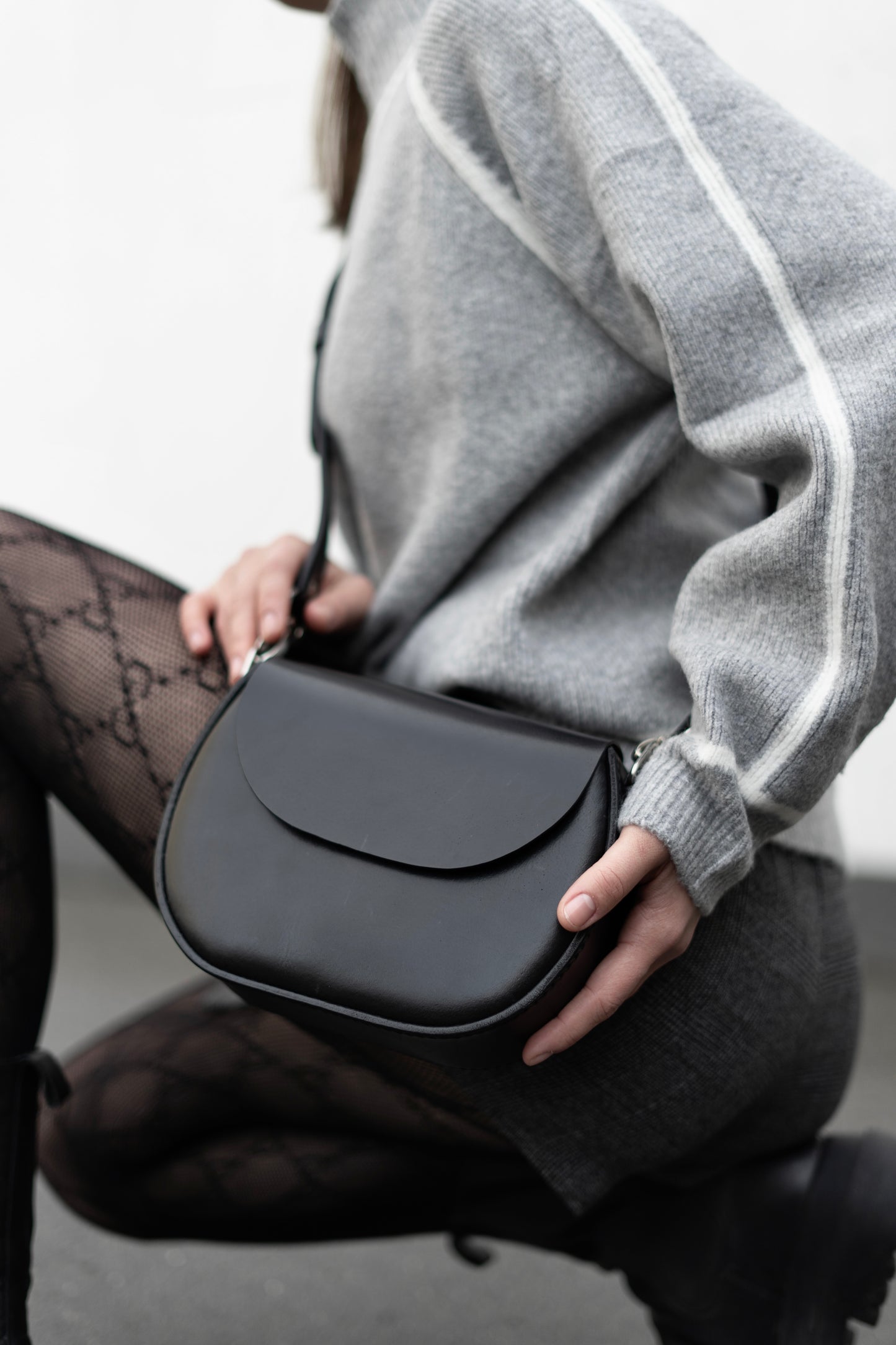 Black Leather Crossbody Bag