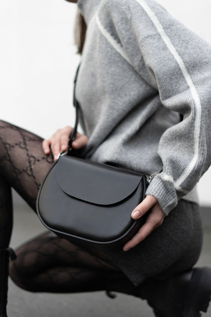 Black Leather Crossbody Bag