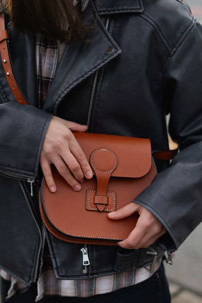Brown Leather Crossbody Bag Handmade