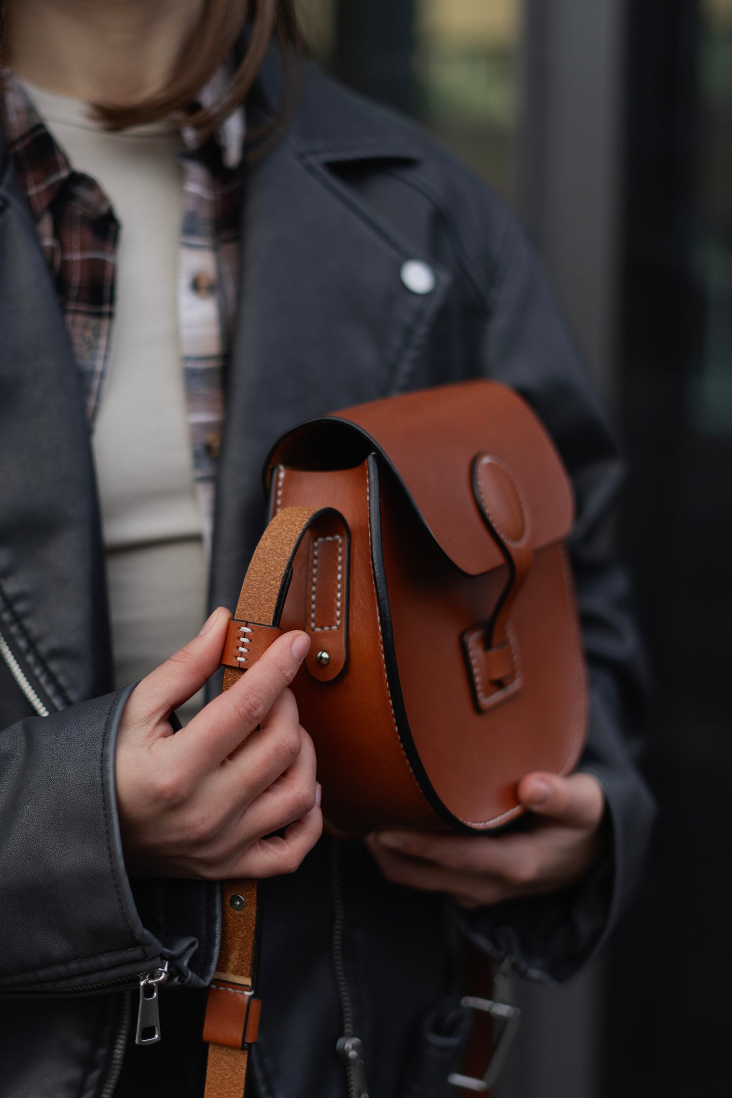 Brown Leather Crossbody Bag Handmade