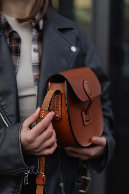 Brown Leather Crossbody Bag Handmade