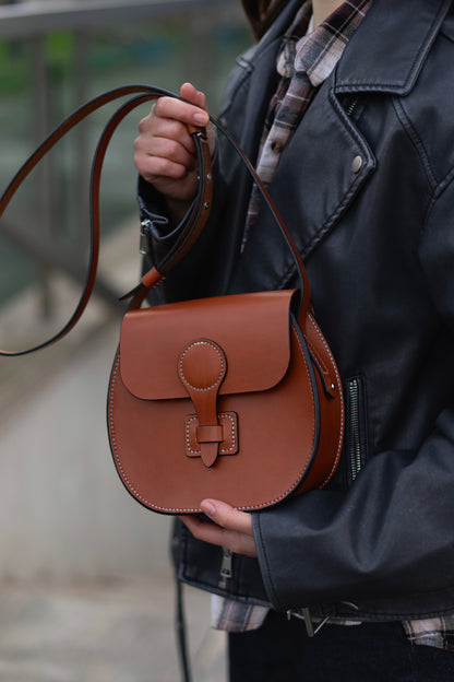 Brown Leather Crossbody Bag Handmade