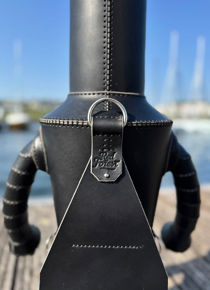 Handmade Black Leather Robot Backpack with Removable Head