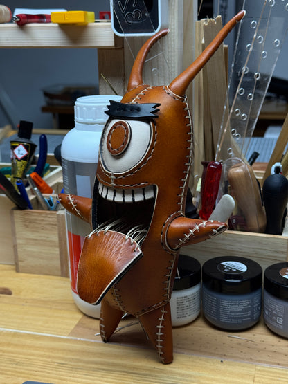 Leather Plankton Sculpture | Handmade Art Figure