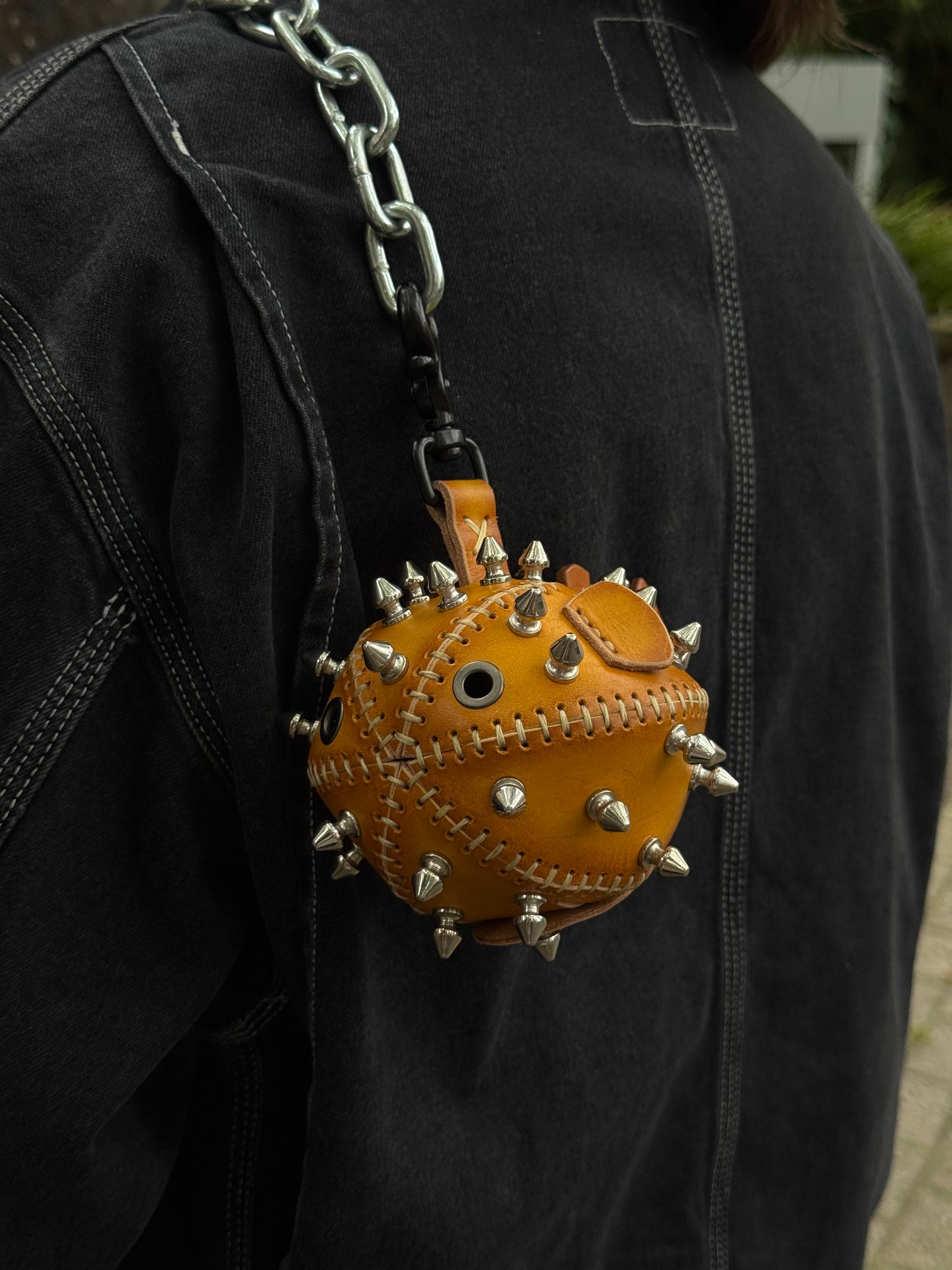 Handmade Leather Puffer FishKeychain with Storage | Functional Leather Keychain