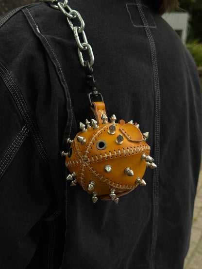 Handmade Leather Puffer FishKeychain with Storage | Functional Leather Keychain