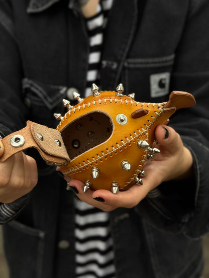 Handmade Leather Puffer FishKeychain with Storage | Functional Leather Keychain