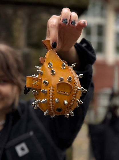 Handmade Leather Puffer FishKeychain with Storage | Functional Leather Keychain