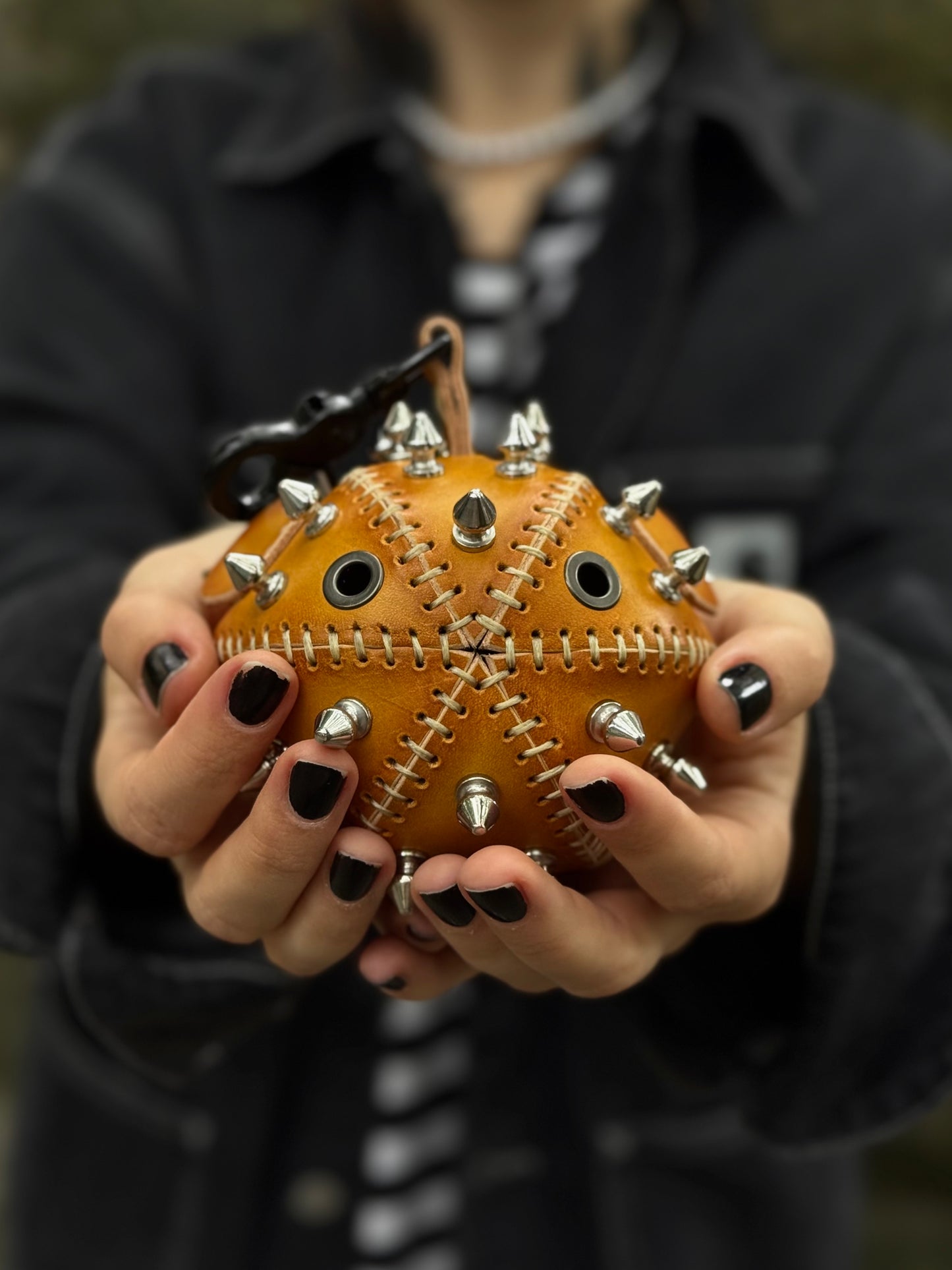 Handmade Leather Puffer FishKeychain with Storage | Functional Leather Keychain